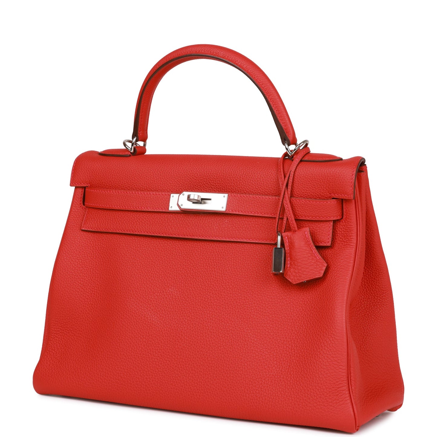 Luxury Hermes Kelly Retourne 32 Geranium Togo Palladium Hardware