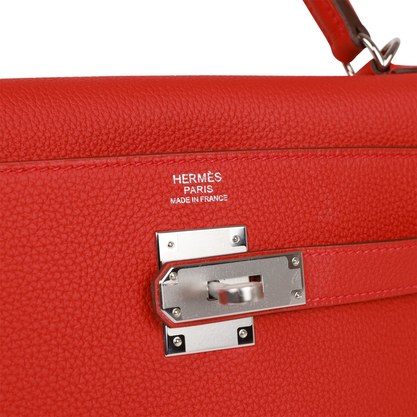 Luxury Hermes Kelly Retourne 32 Geranium Togo Palladium Hardware