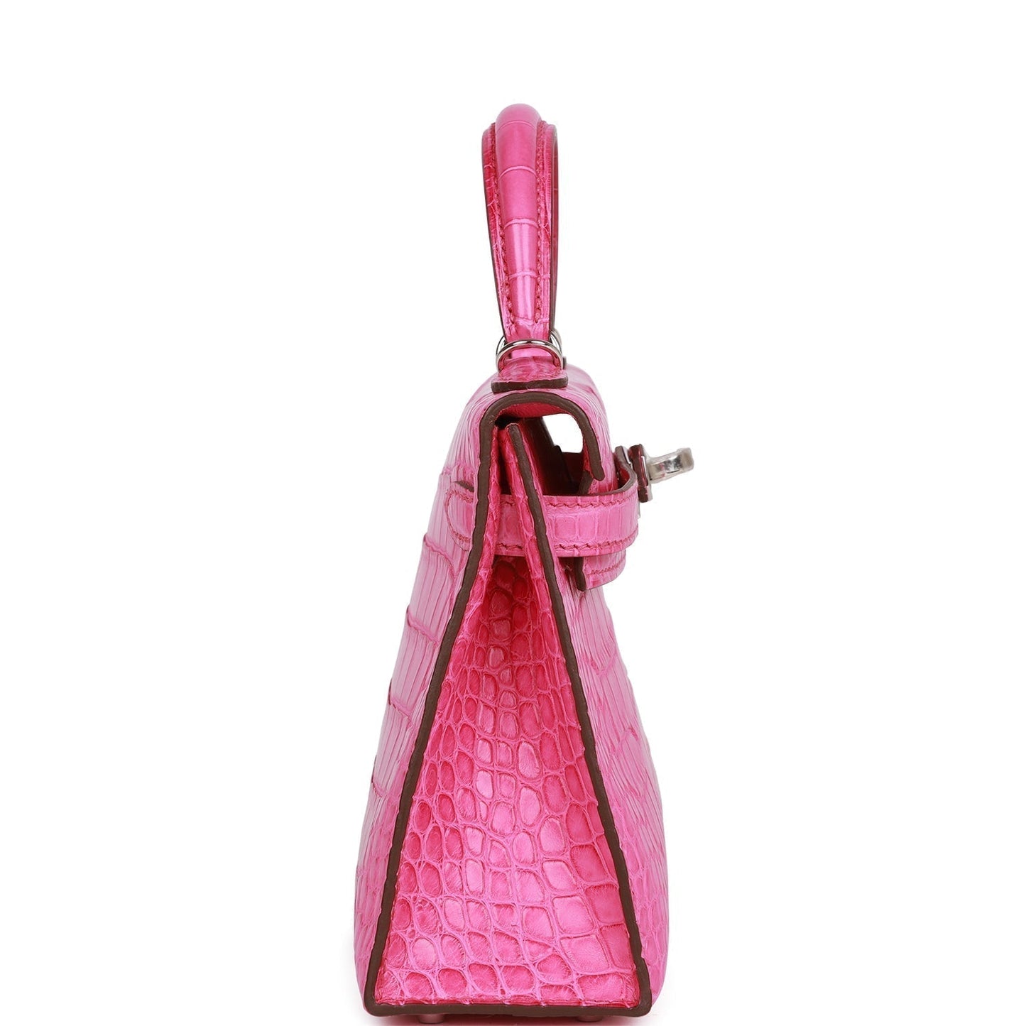 Luxury Hermes Kelly Sellier 20 Rose Shocking Matte Alligator Palladium Hardware