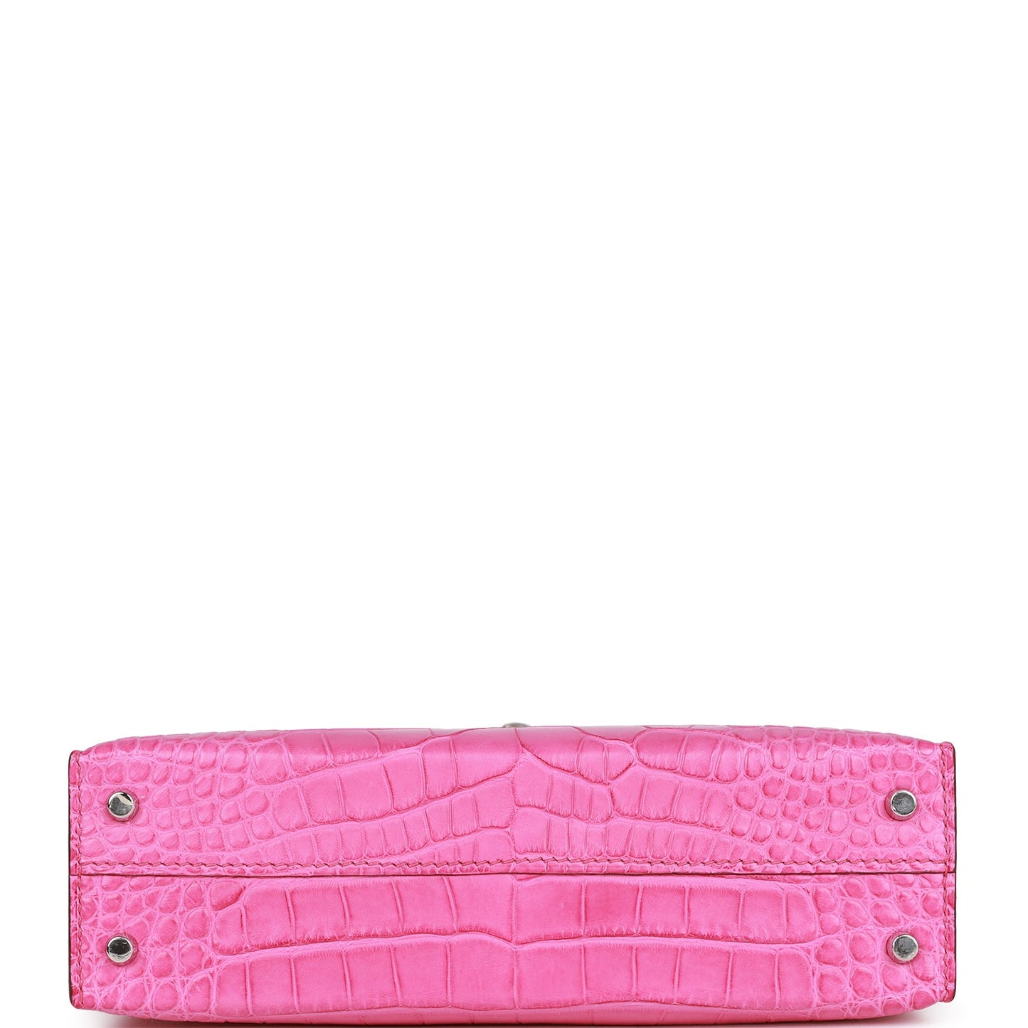 Luxury Hermes Kelly Sellier 20 Rose Shocking Matte Alligator Palladium Hardware