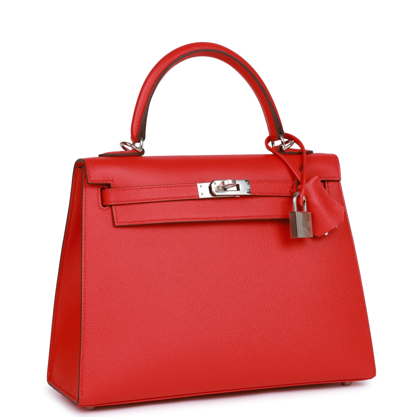 Luxury Hermes Kelly Sellier 25 Rouge de Coeur Verso Epsom Palladium Hardware