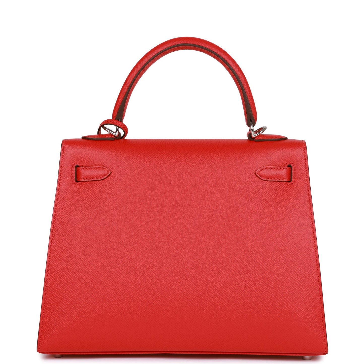 Luxury Hermes Kelly Sellier 25 Rouge de Coeur Verso Epsom Palladium Hardware