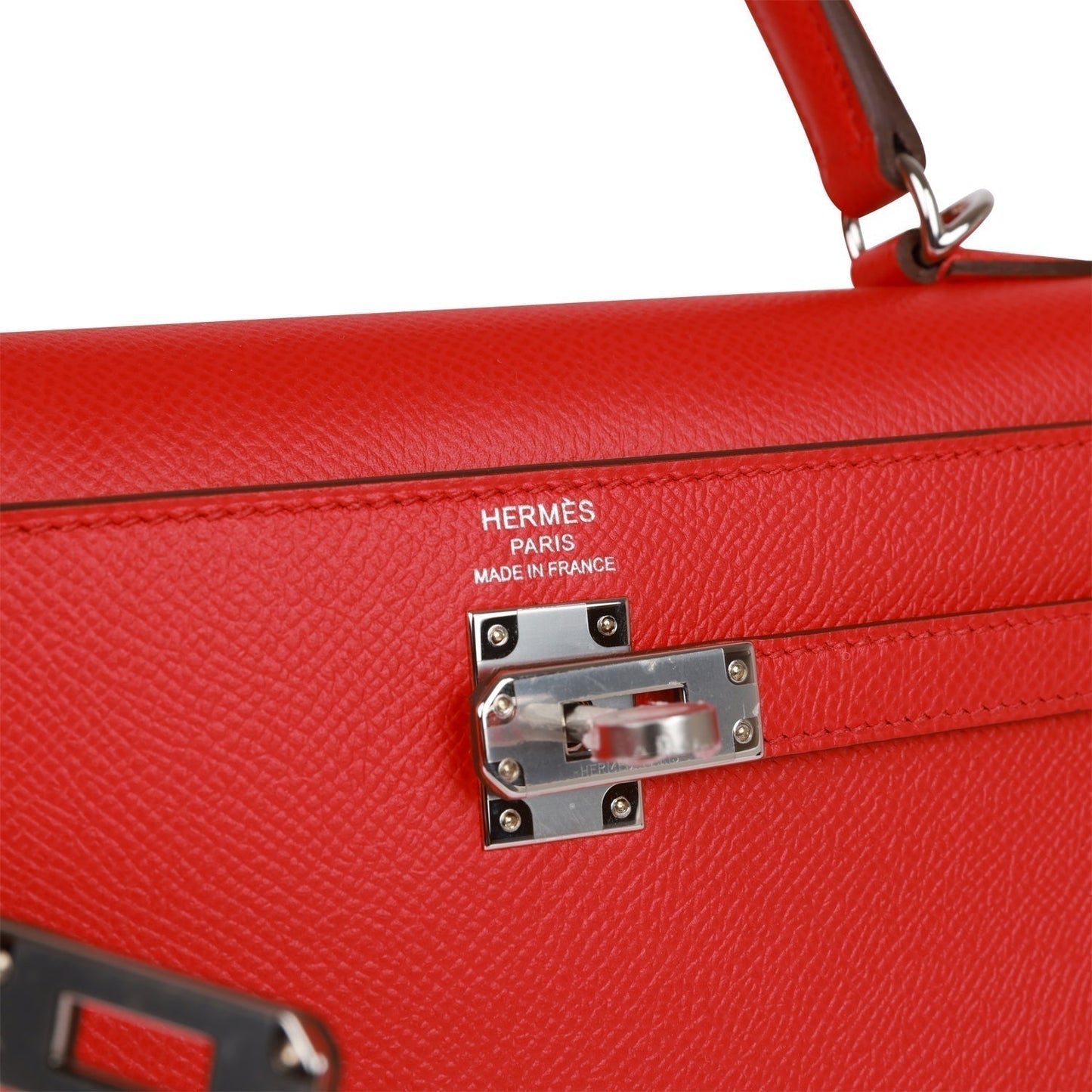 Luxury Hermes Kelly Sellier 25 Rouge de Coeur Verso Epsom Palladium Hardware