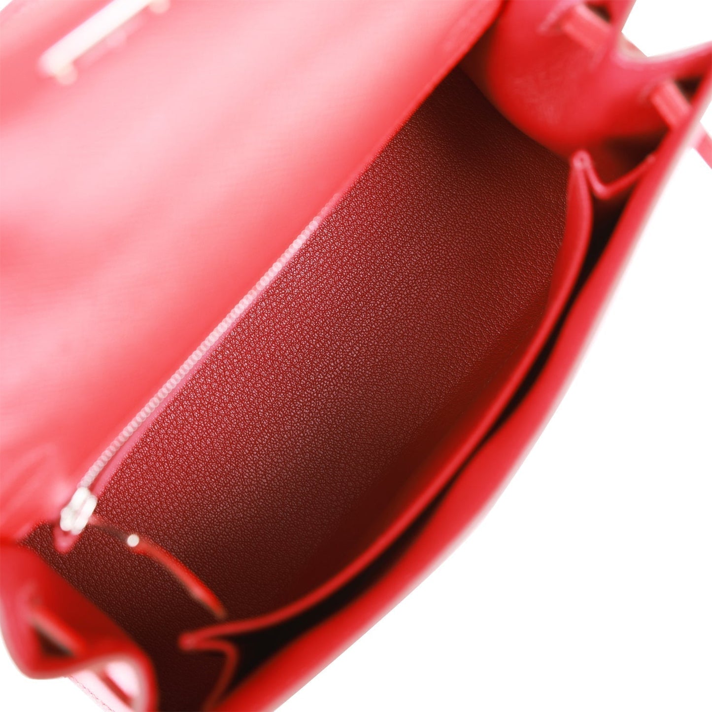 Luxury Hermes Kelly Sellier 25 Rouge de Coeur Verso Epsom Palladium Hardware