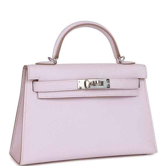 Luxury Hermes Kelly Sellier 20 Mauve Pale Epsom Palladium Hardware