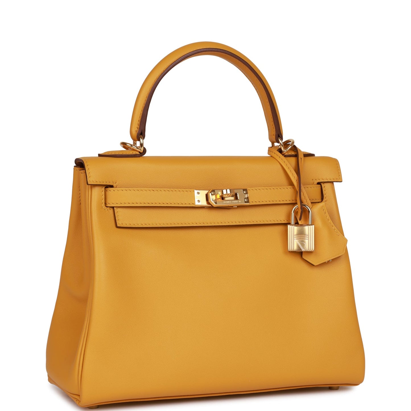 Luxury Hermes Kelly Retourne 25 Jaune Ambre Swift Gold Hardware
