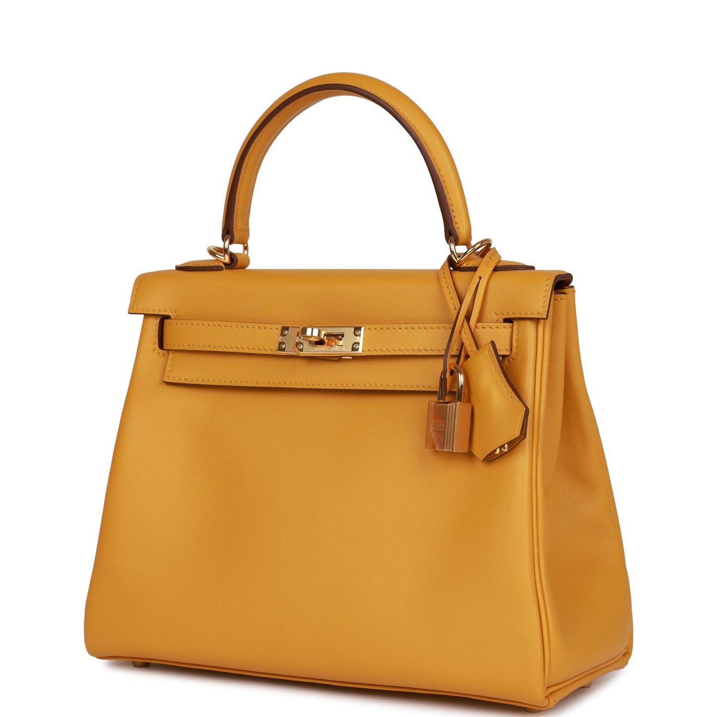 Luxury Hermes Kelly Retourne 25 Jaune Ambre Swift Gold Hardware