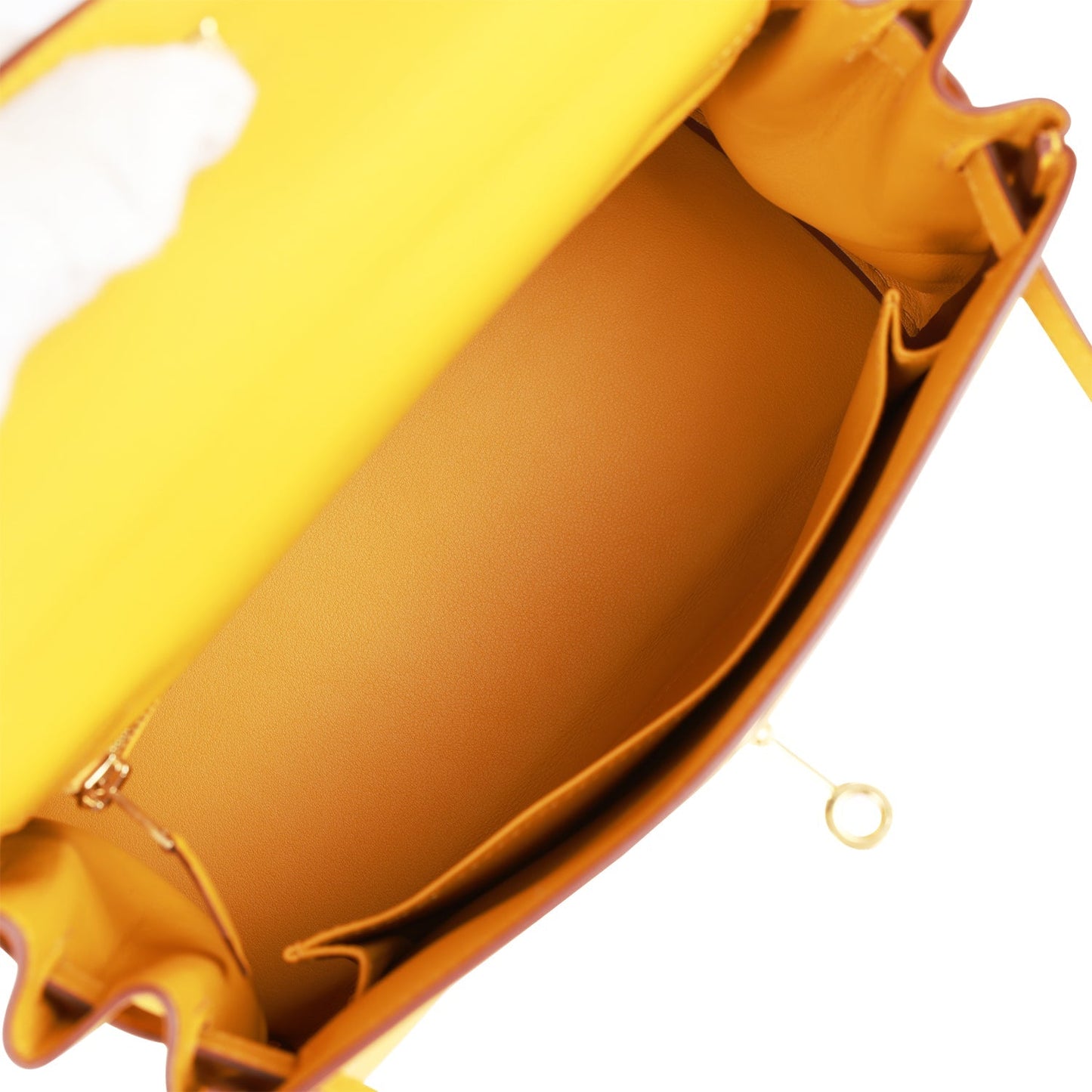 Luxury Hermes Kelly Retourne 25 Jaune Ambre Swift Gold Hardware