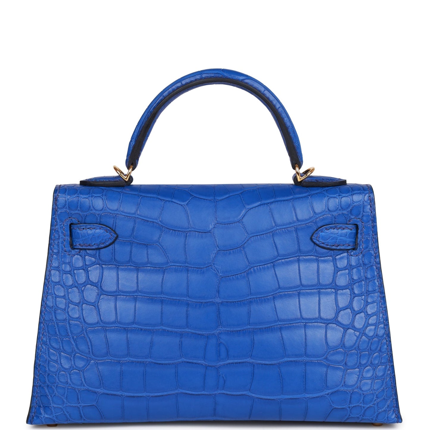 Luxury Hermes Kelly Sellier 20 Bleu Royal Matte Alligator Gold Hardware