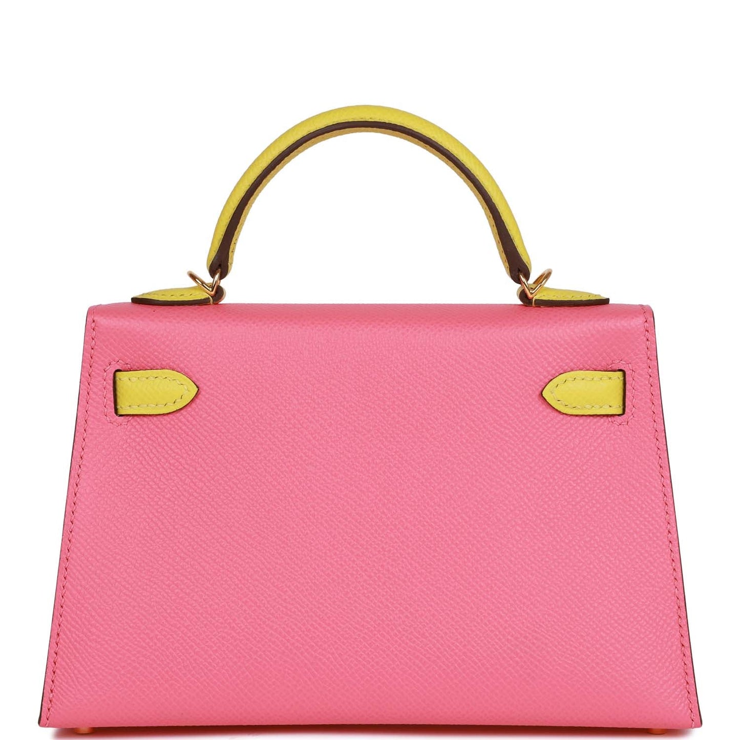 Luxury Hermes Special Order (HSS) Kelly Sellier 20 Rose Azalee and Lime Epsom Gold Hardware