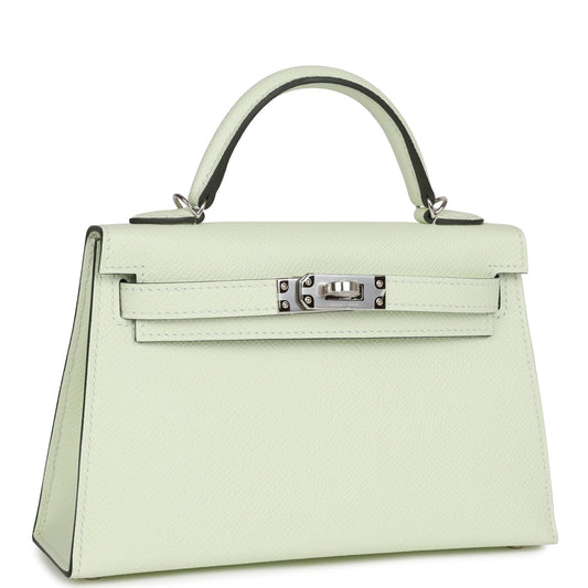 Luxury Hermes Kelly Sellier 20 Vert Fizz Epsom Palladium Hardware
