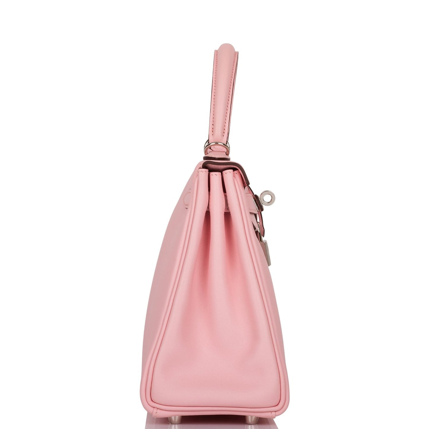 Luxury Hermes Kelly Retourne 25 Rose Sakura Swift Palladium Hardware