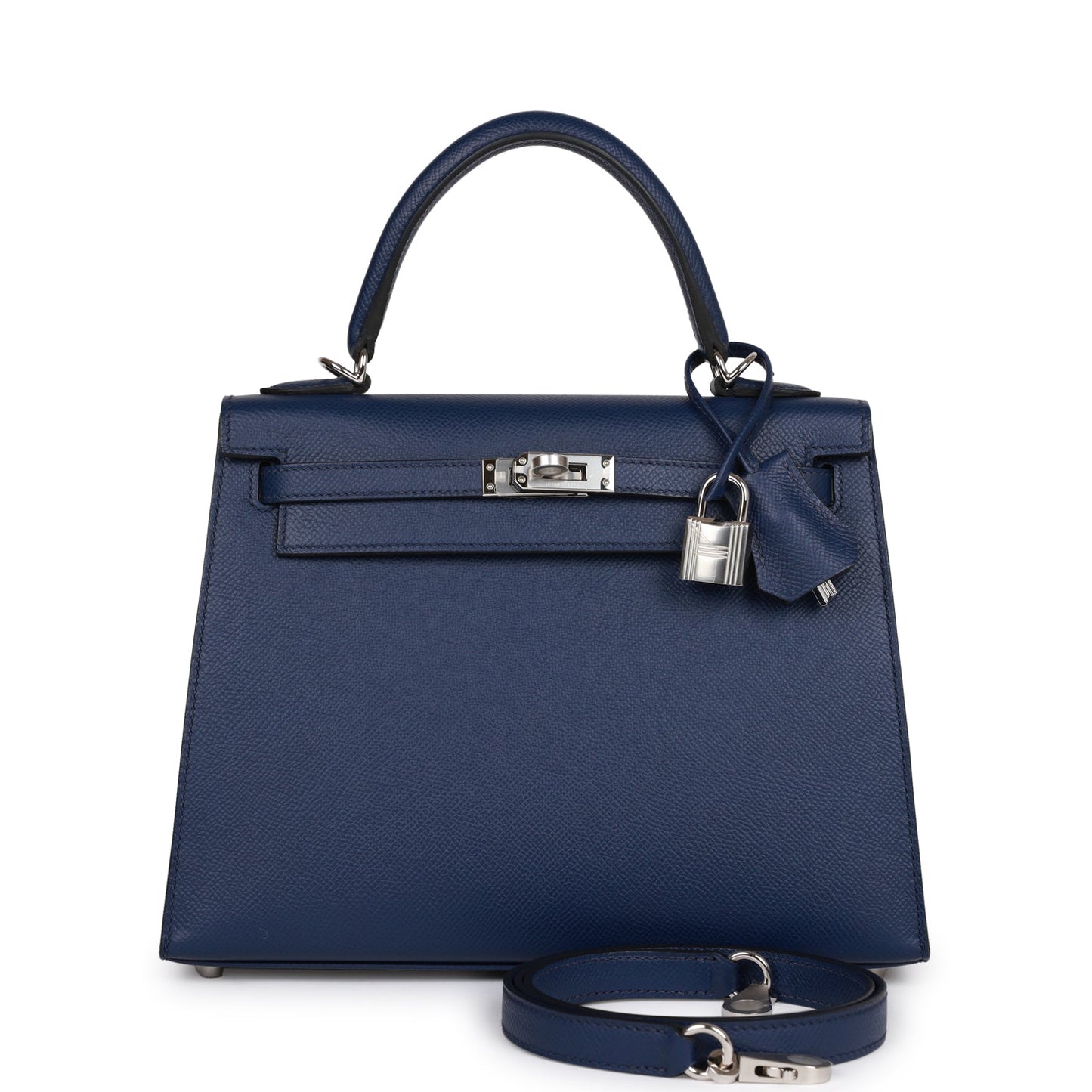 Luxury Hermes Kelly Sellier 25 Bleu Saphir Epsom Palladium Hardware