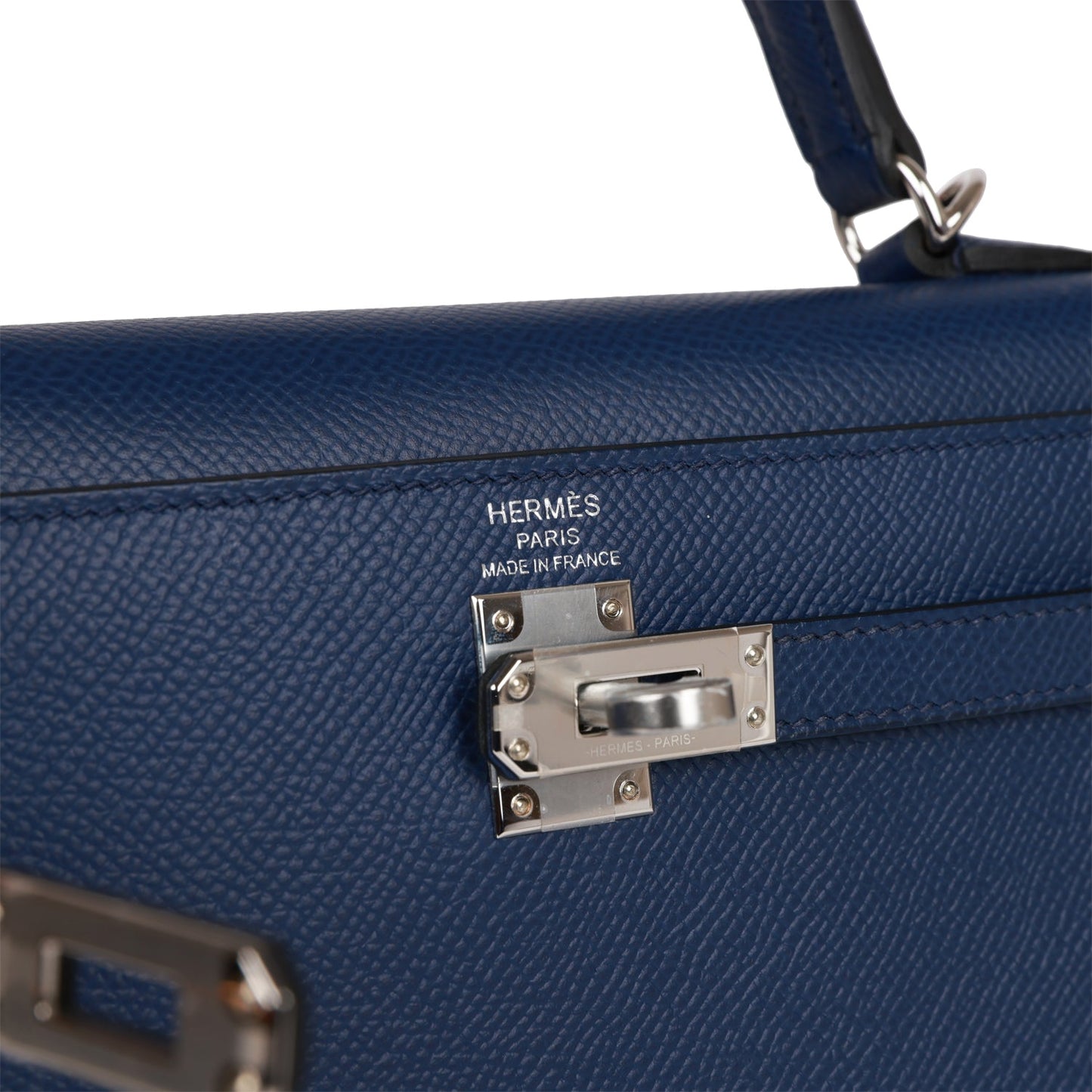 Luxury Hermes Kelly Sellier 25 Bleu Saphir Epsom Palladium Hardware