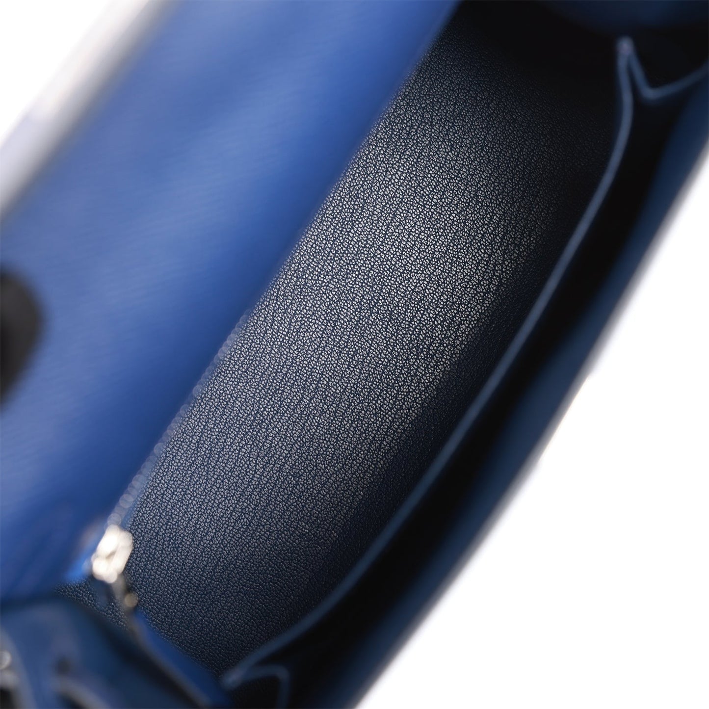 Luxury Hermes Kelly Sellier 25 Bleu Saphir Epsom Palladium Hardware