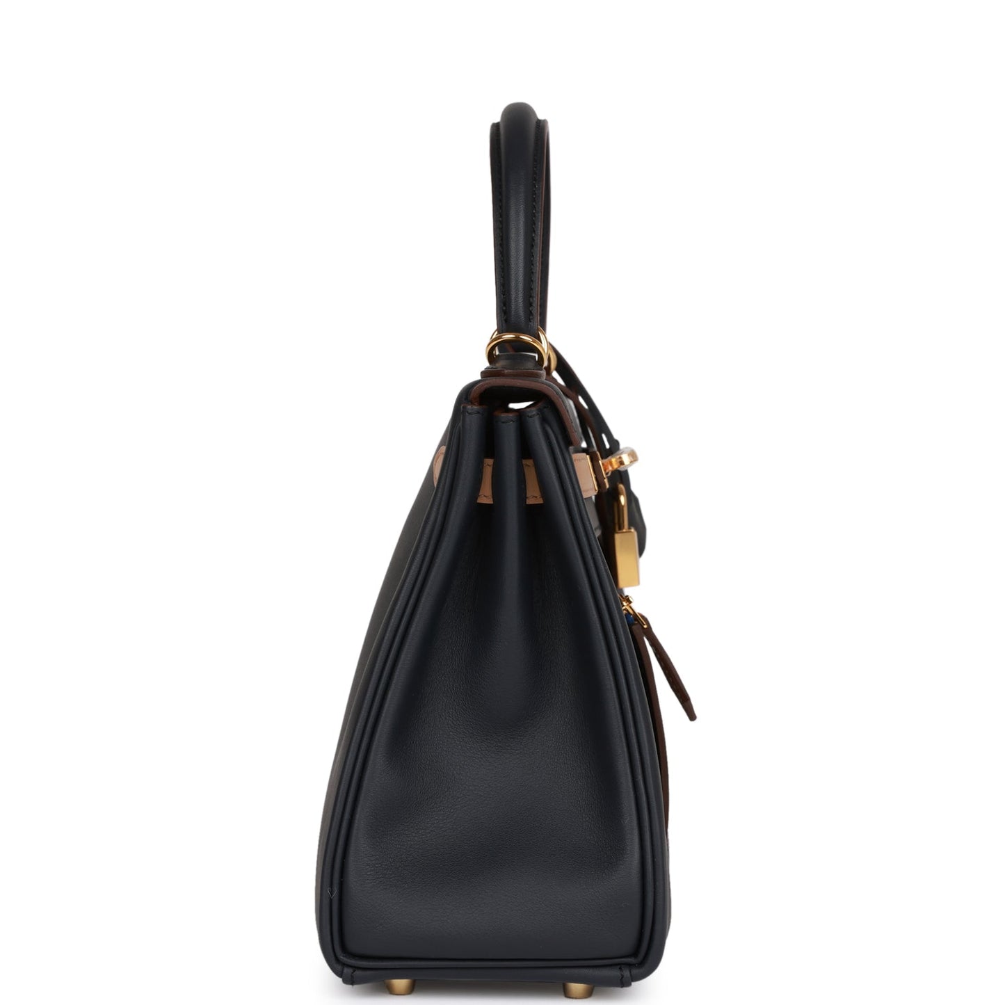 Luxury Hermes Colormatic Kelly Retourne 25 Caban, Black and Chai Swift Gold Hardware