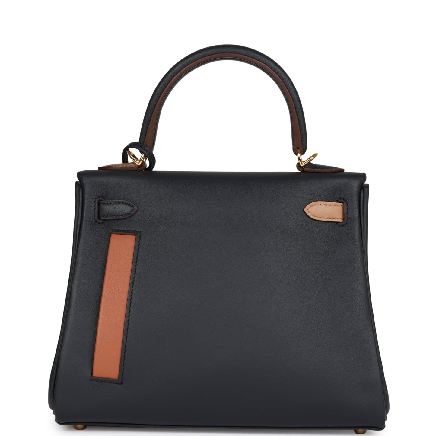 Luxury Hermes Colormatic Kelly Retourne 25 Caban, Black and Chai Swift Gold Hardware