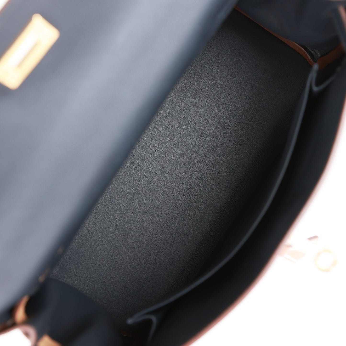 Luxury Hermes Colormatic Kelly Retourne 25 Caban, Black and Chai Swift Gold Hardware