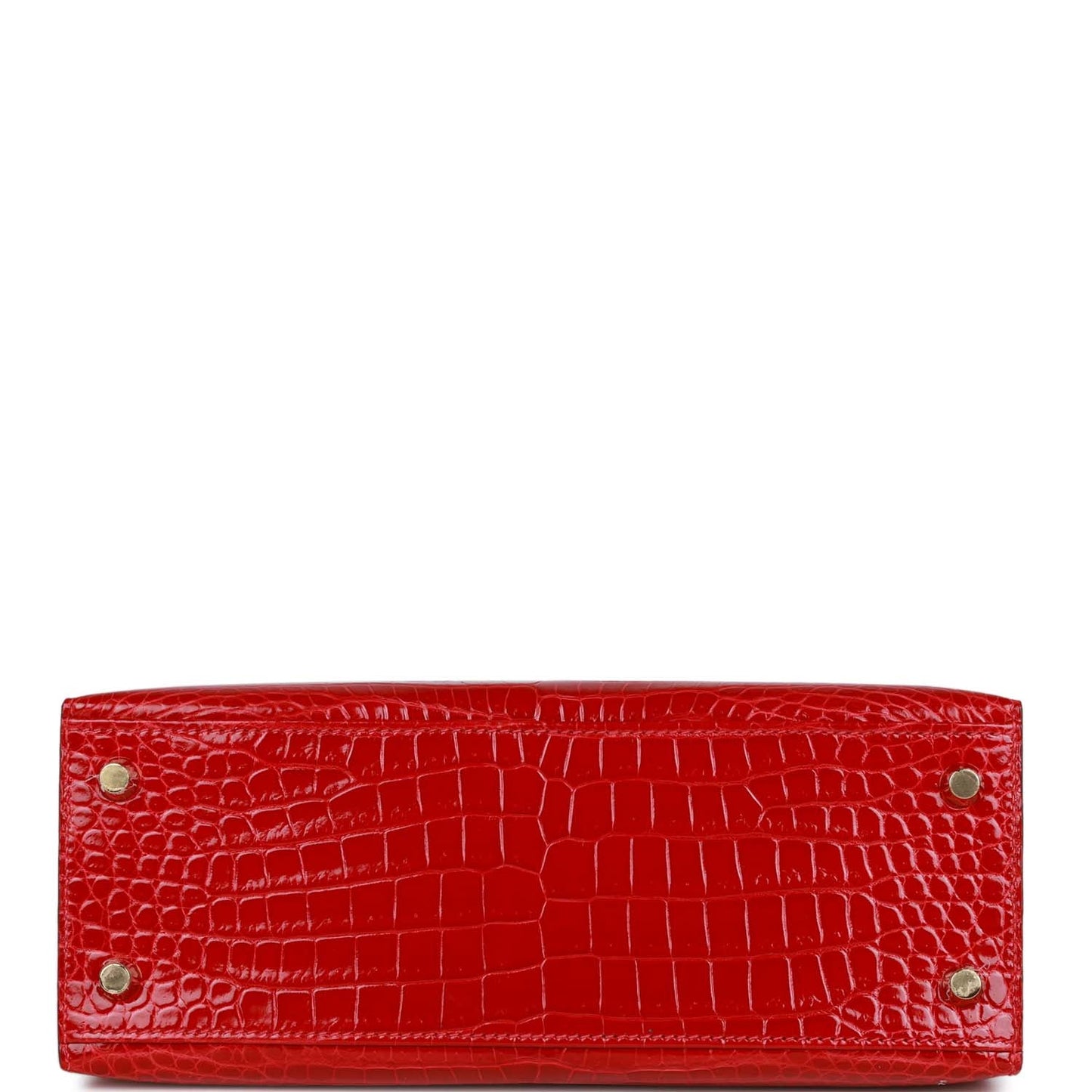 Luxury Hermes Kelly Sellier 25 Braise Shiny Porosus Crocodile Gold Hardware