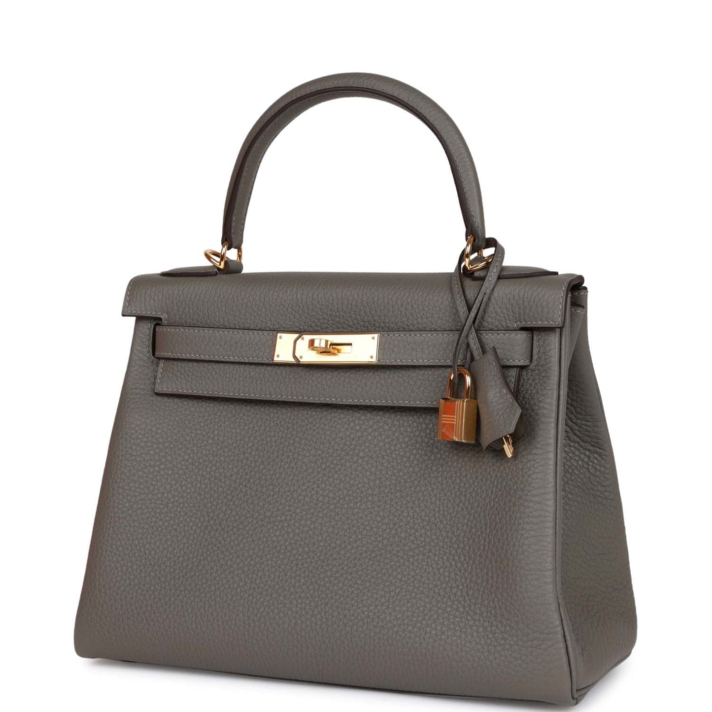 Luxury Hermes Kelly Retourne 28 Gris Meyer Clemence Gold Hardware