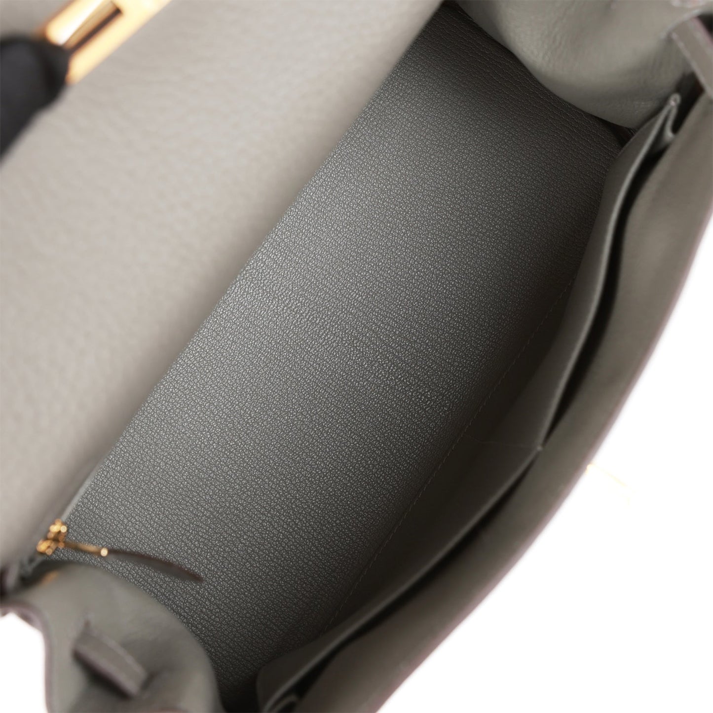 Luxury Hermes Kelly Retourne 28 Gris Meyer Clemence Gold Hardware