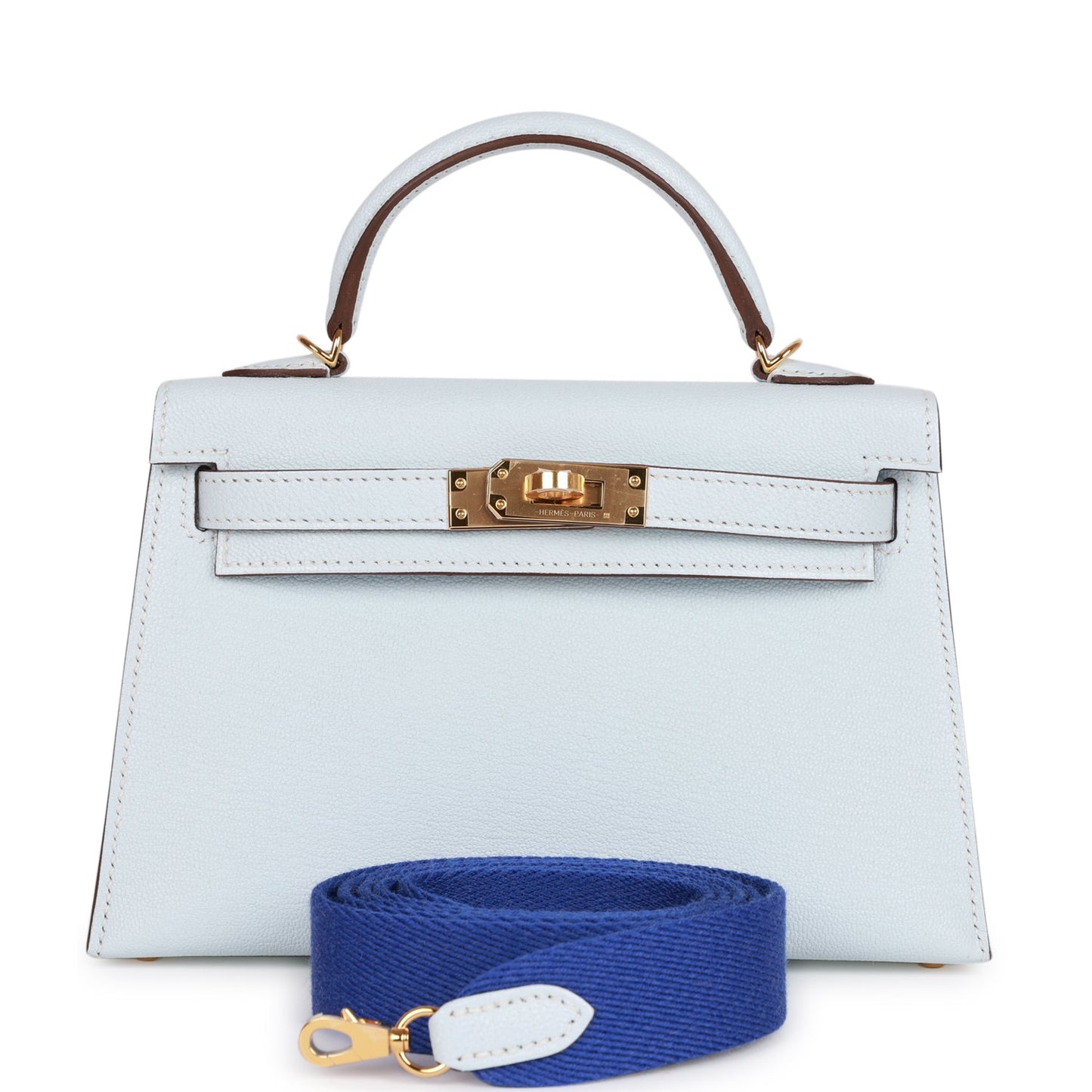 Luxury Hermes Kelly Sellier 20 Bleu Brume Chevre Gold Hardware