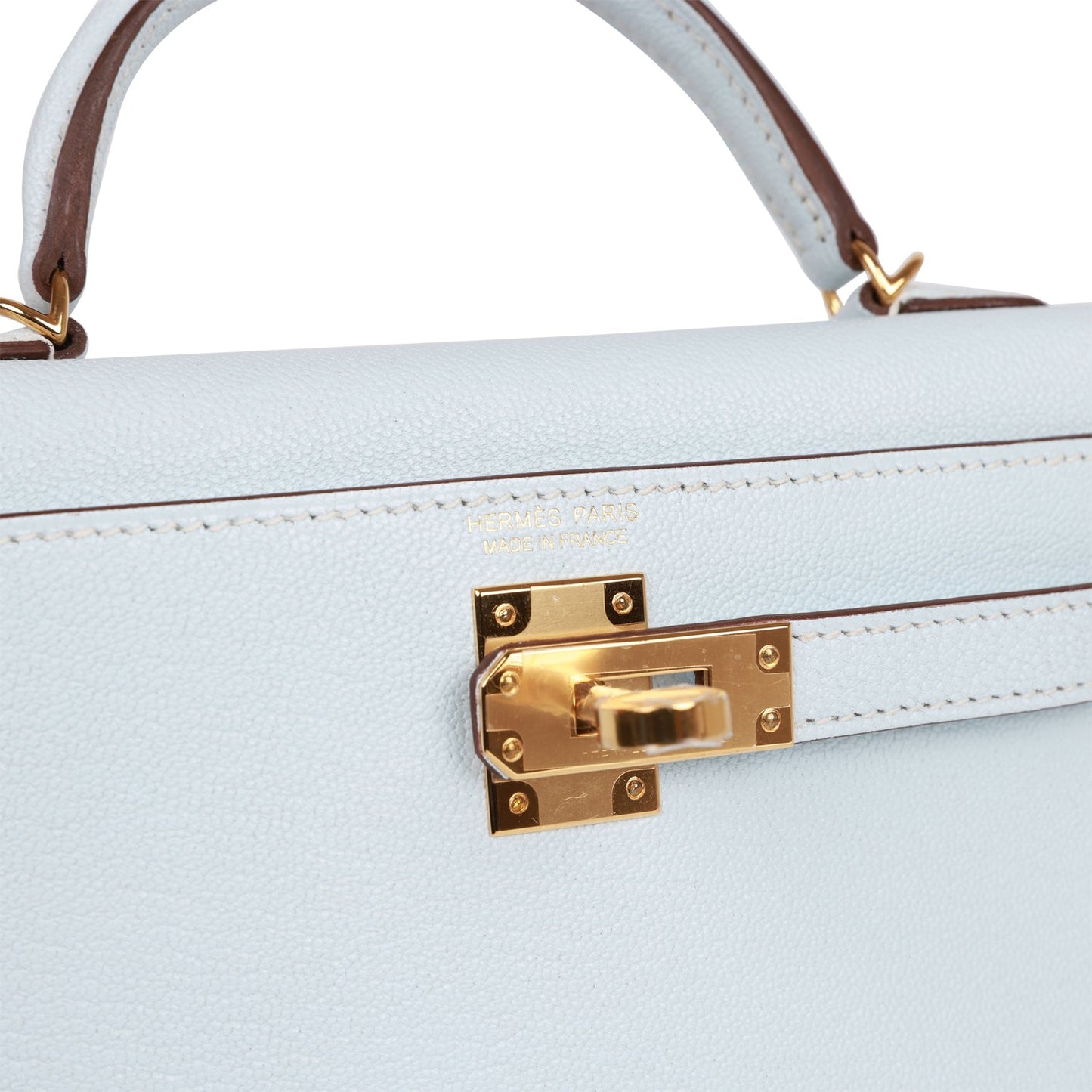 Luxury Hermes Kelly Sellier 20 Bleu Brume Chevre Gold Hardware
