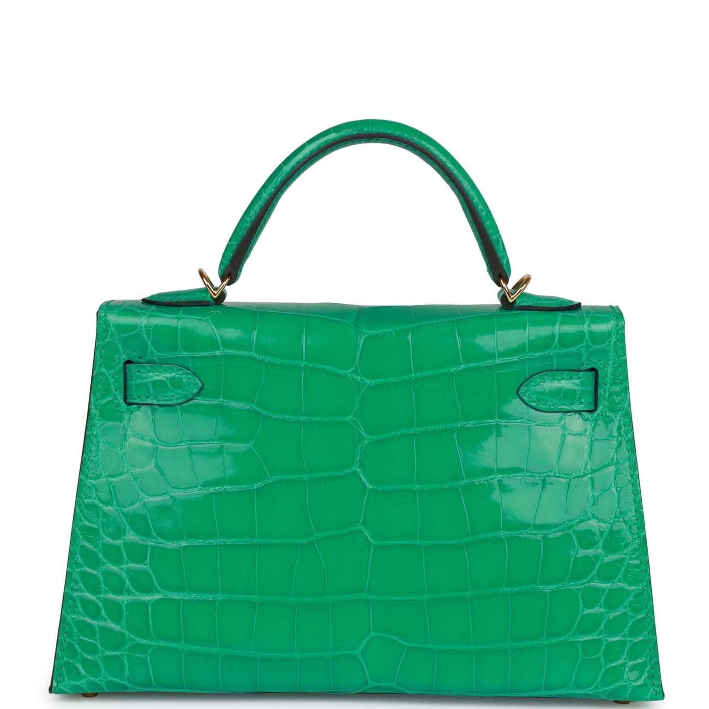 Luxury Hermes Kelly Sellier 20 Vert Jade Shiny Alligator Gold Hardware