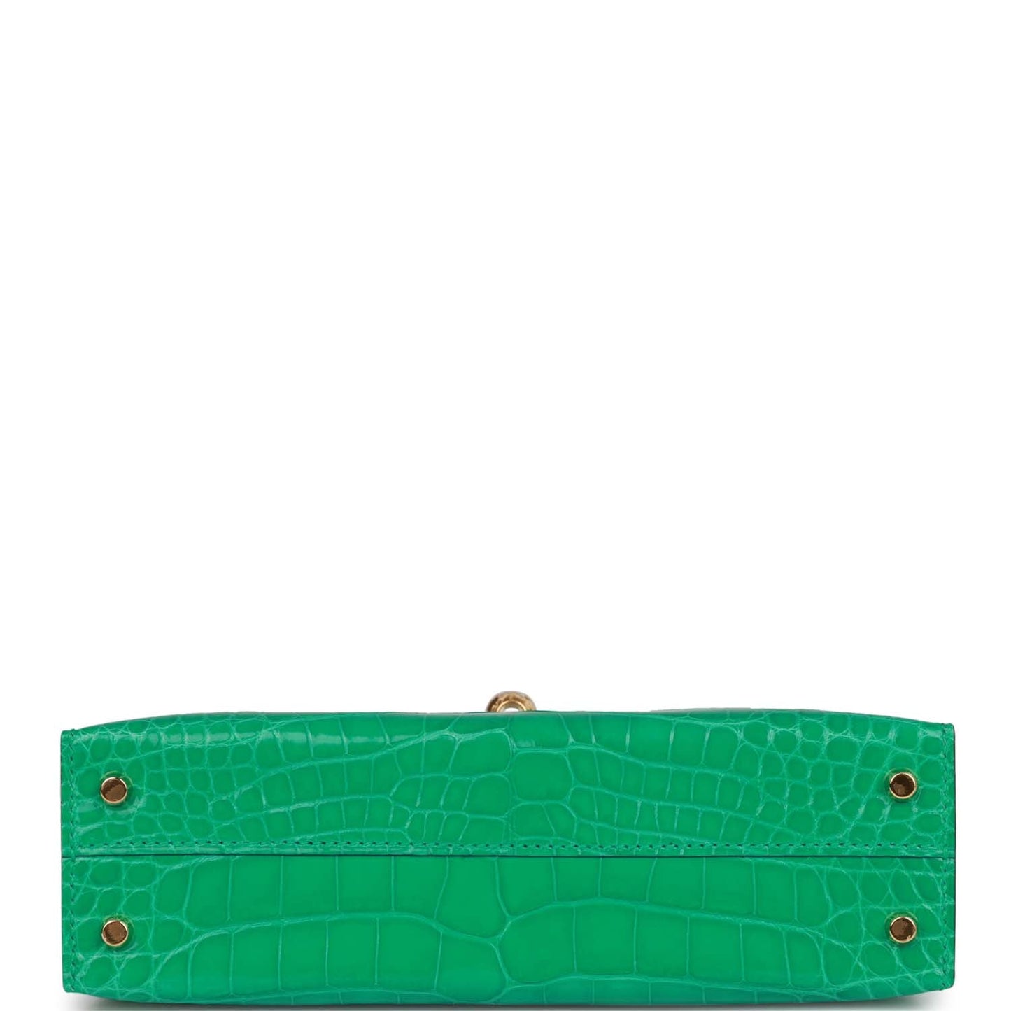Luxury Hermes Kelly Sellier 20 Vert Jade Shiny Alligator Gold Hardware