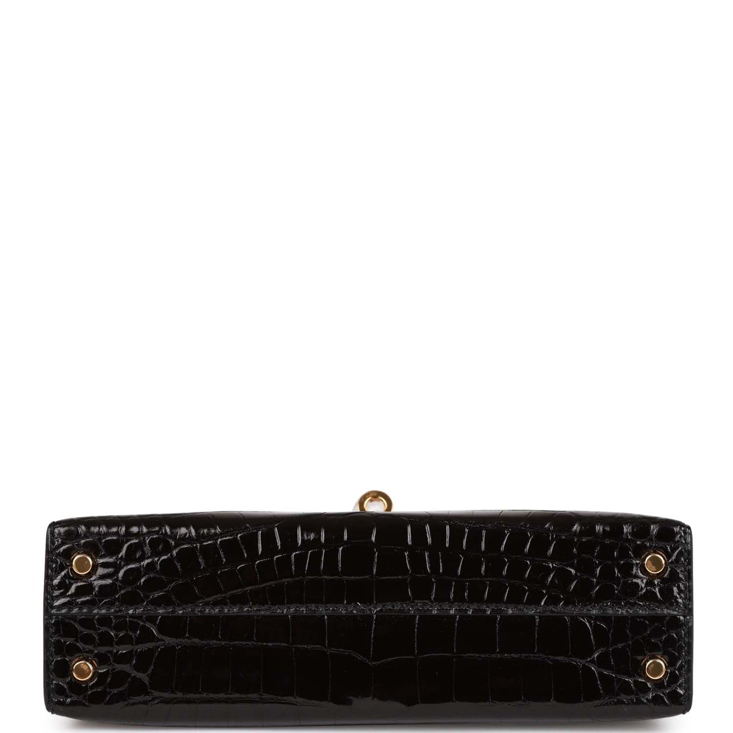 Luxury Hermes Kelly Sellier 20 Black Shiny Alligator Gold Hardware