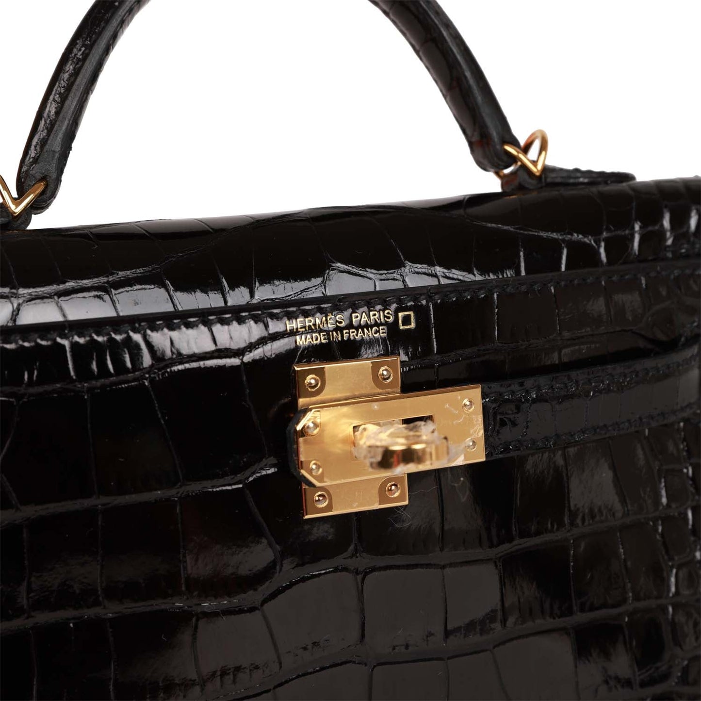 Luxury Hermes Kelly Sellier 20 Black Shiny Alligator Gold Hardware