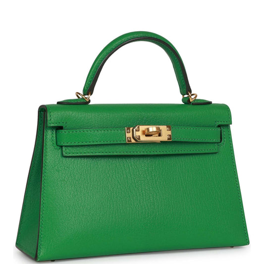 Luxury Hermes Kelly Sellier 20 Bambou Chevre Gold Hardware