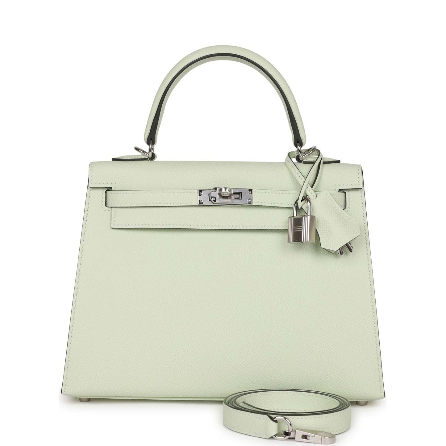 Luxury Hermes Kelly Sellier 25 Vert Fizz Epsom Palladium Hardware