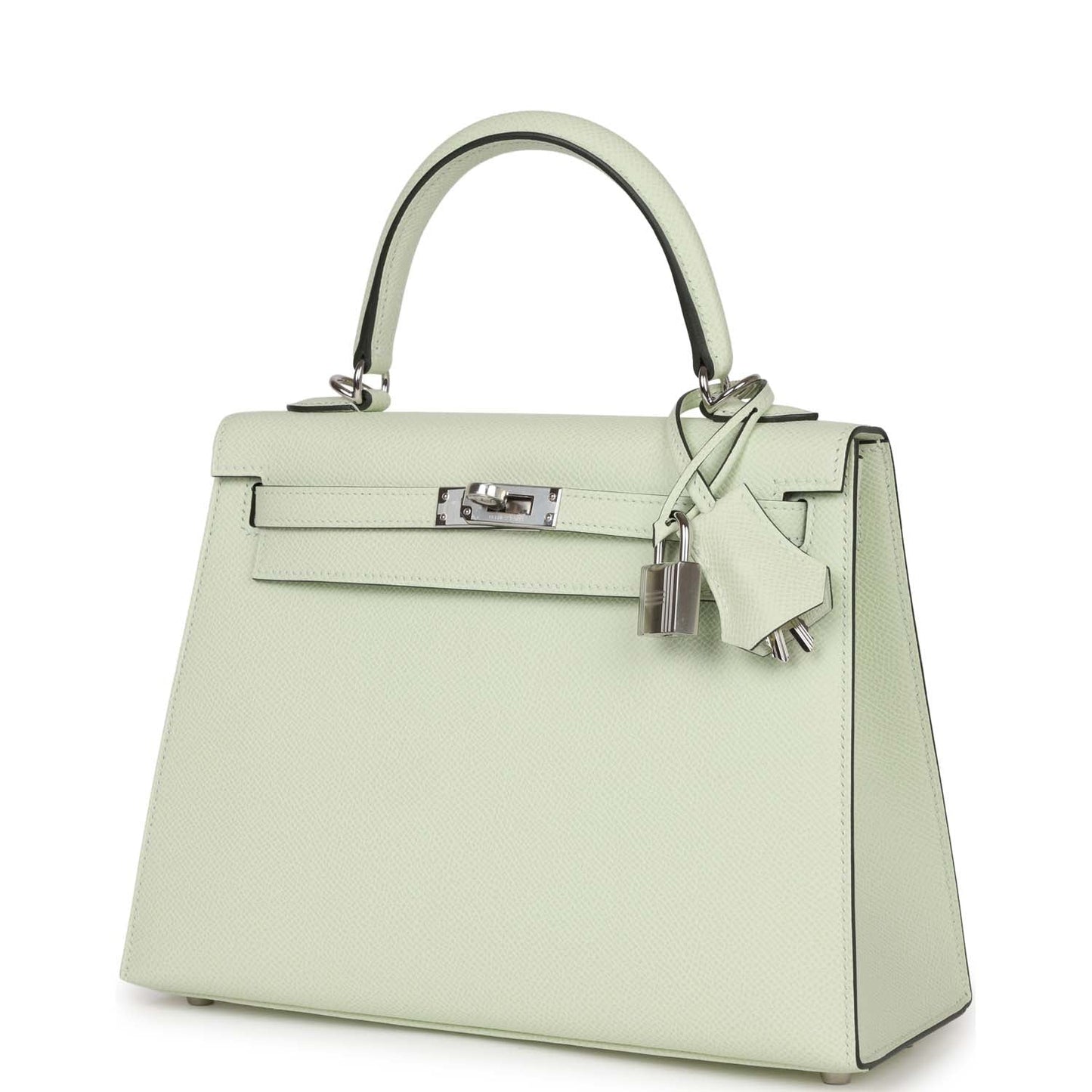 Luxury Hermes Kelly Sellier 25 Vert Fizz Epsom Palladium Hardware