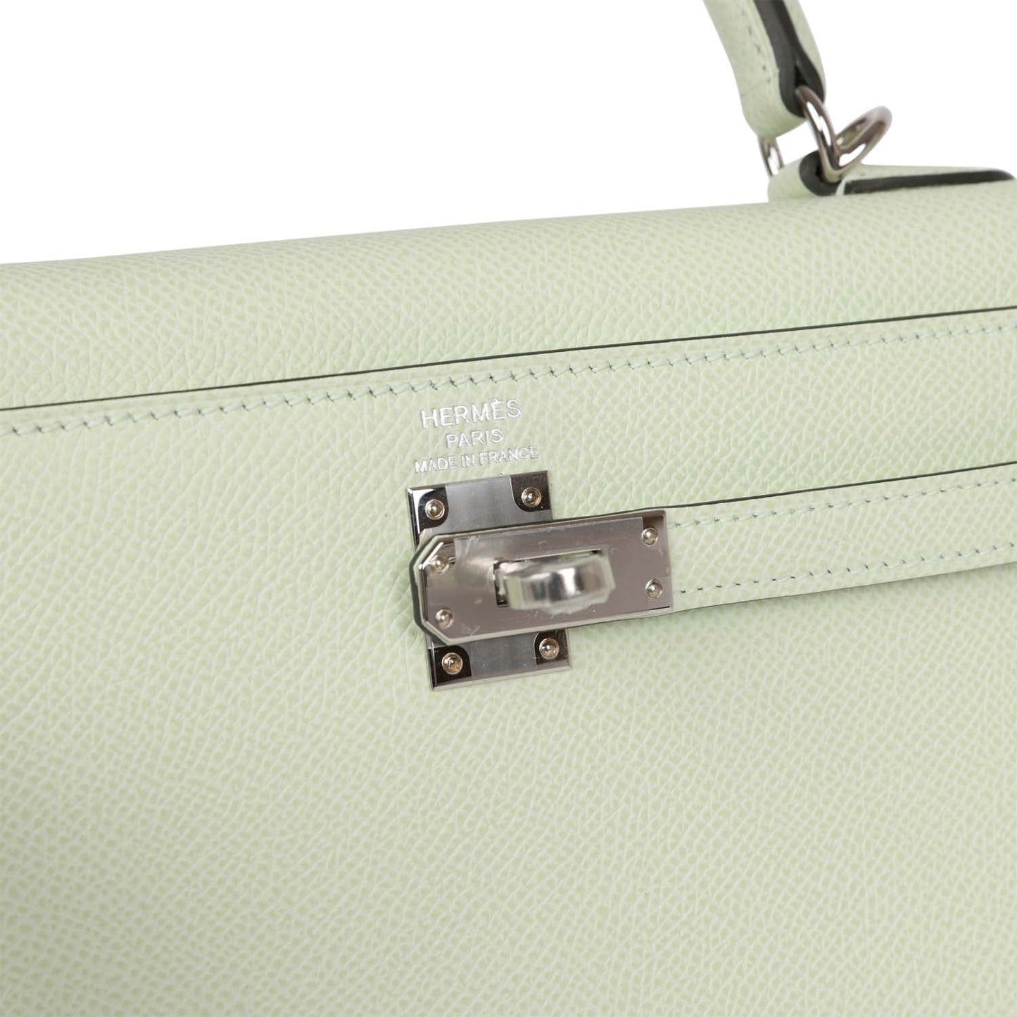 Luxury Hermes Kelly Sellier 25 Vert Fizz Epsom Palladium Hardware