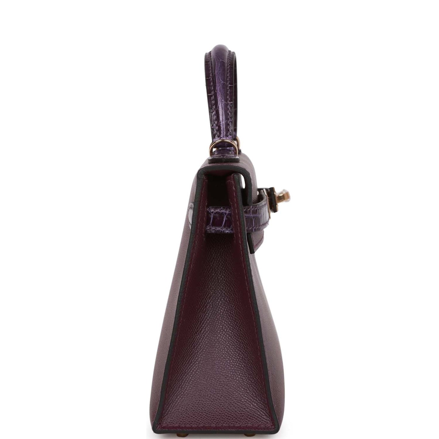 Luxury Hermes Kelly 20 Cassis and Amethyst Madame and Shiny Alligator Touch Permabrass Hardware
