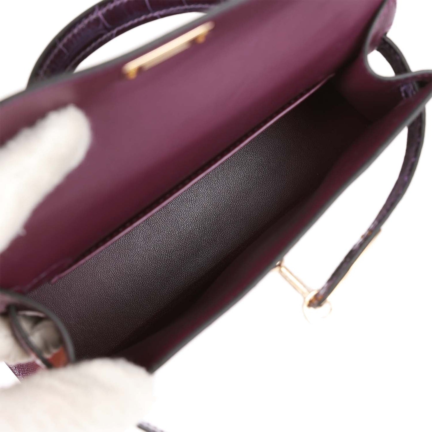 Luxury Hermes Kelly 20 Cassis and Amethyst Madame and Shiny Alligator Touch Permabrass Hardware