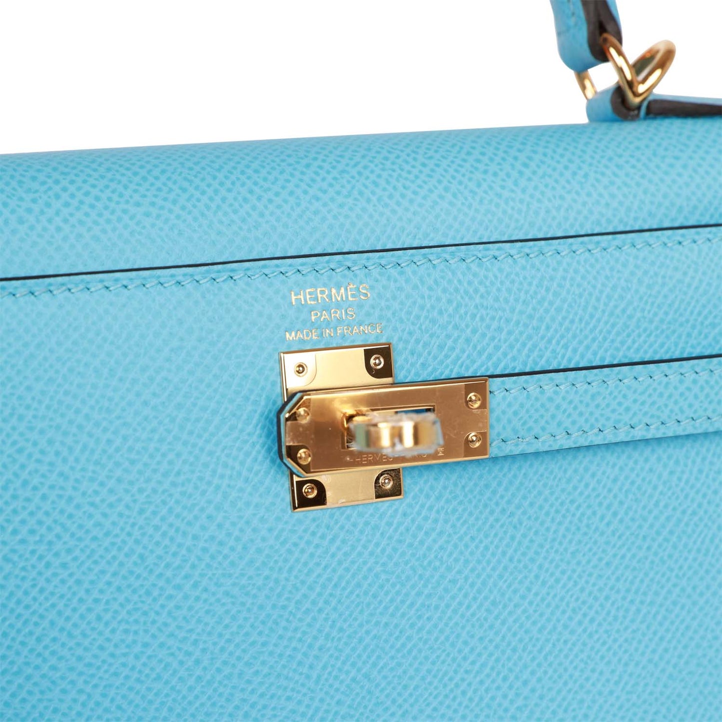 Luxury Hermes Kelly Sellier 25 Celeste Epsom Gold Hardware