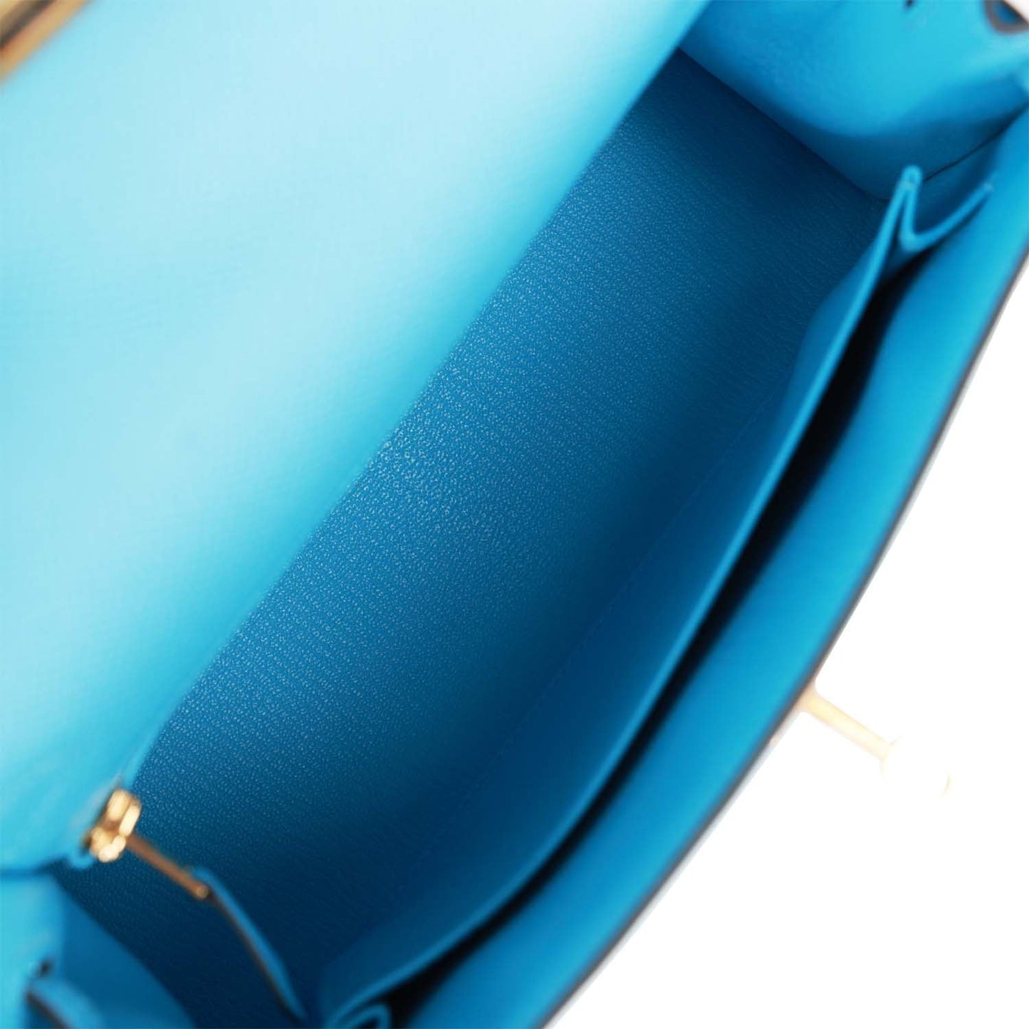 Luxury Hermes Kelly Sellier 25 Celeste Epsom Gold Hardware