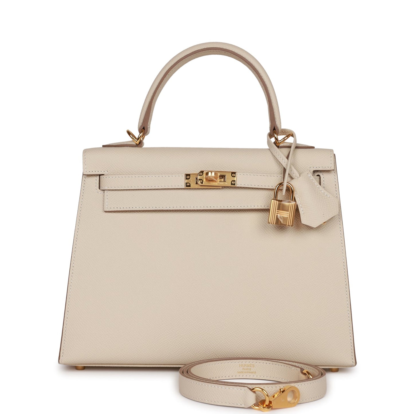 Luxury Hermes Kelly Sellier 25 Craie Epsom Gold Hardware