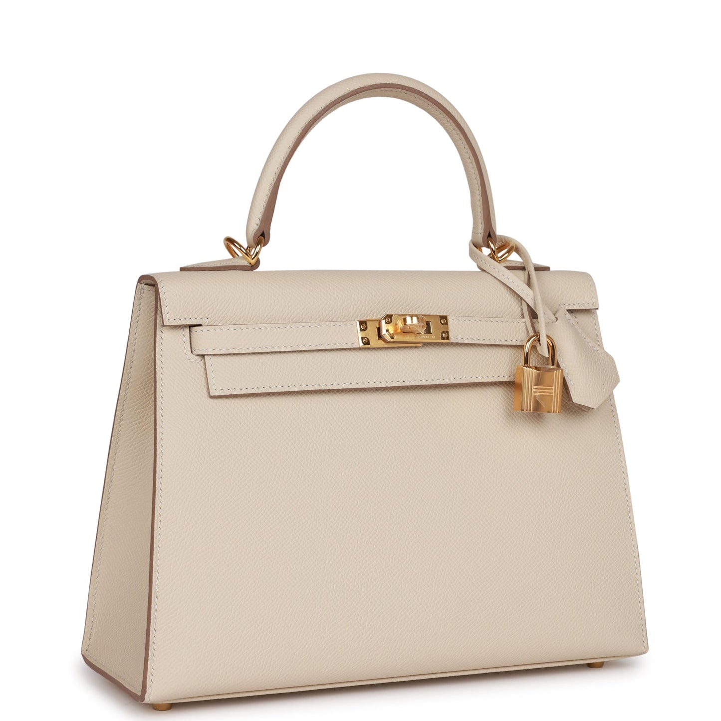 Luxury Hermes Kelly Sellier 25 Craie Epsom Gold Hardware