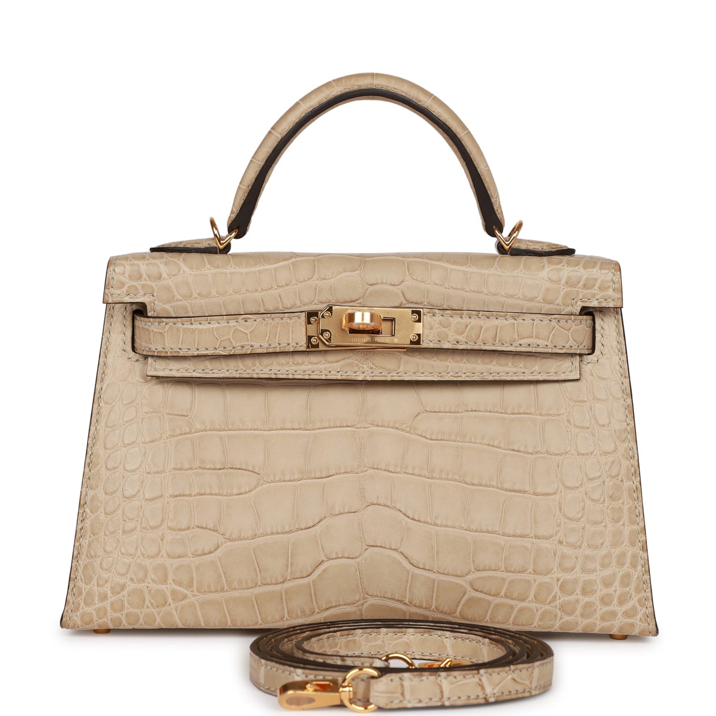 Luxury Hermes Kelly 20 Trench Matte Alligator Mississippiensis Gold Hardware