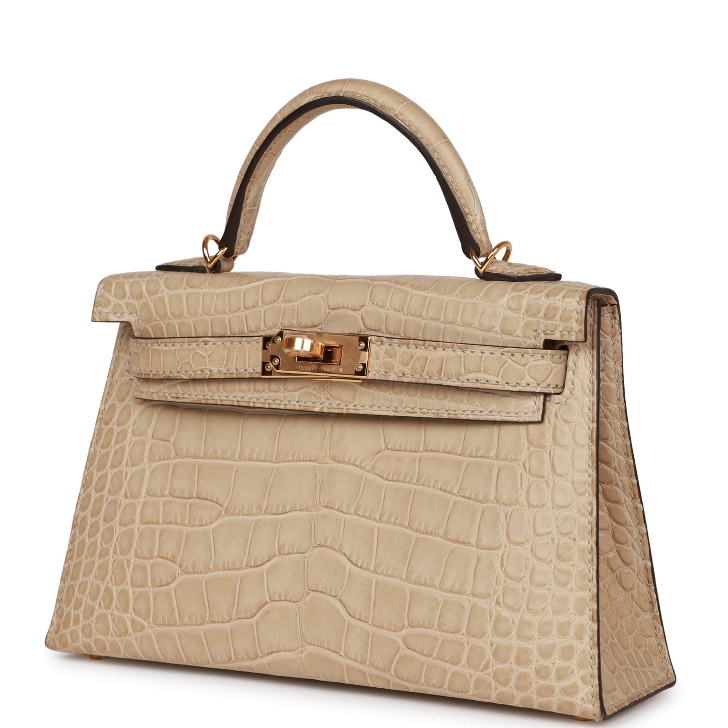 Luxury Hermes Kelly 20 Trench Matte Alligator Mississippiensis Gold Hardware