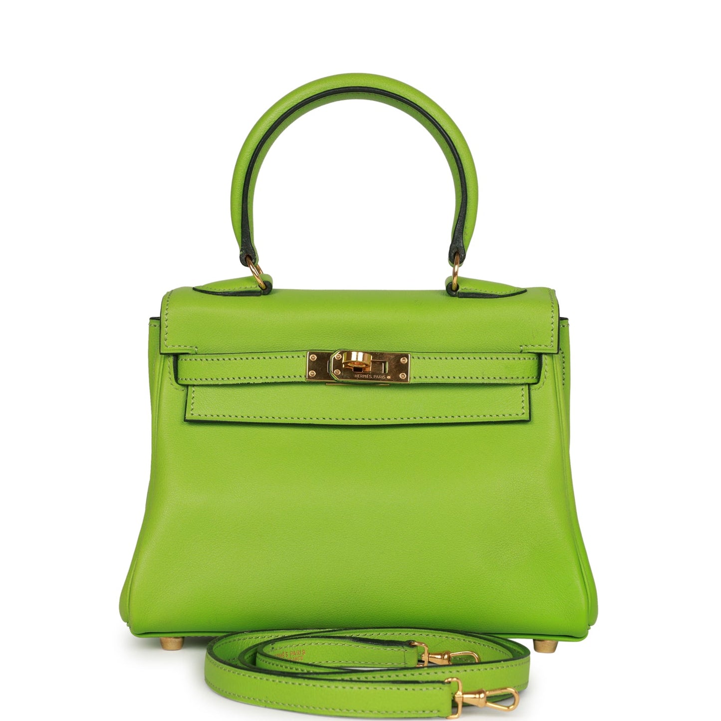 Vintage Luxury Hermes Kelly Retourne 20 Vert Cru Gulliver Gold Hardware