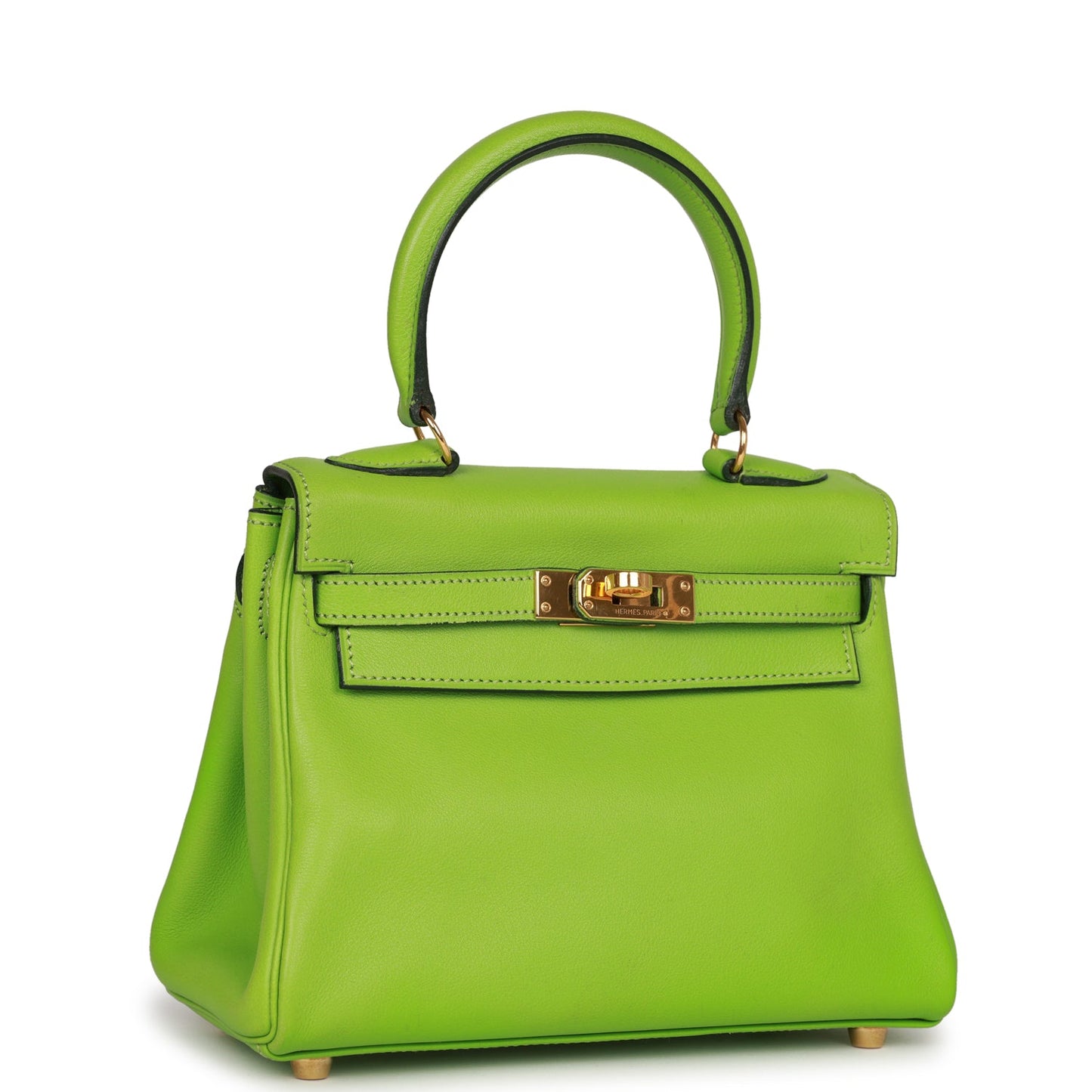 Vintage Luxury Hermes Kelly Retourne 20 Vert Cru Gulliver Gold Hardware