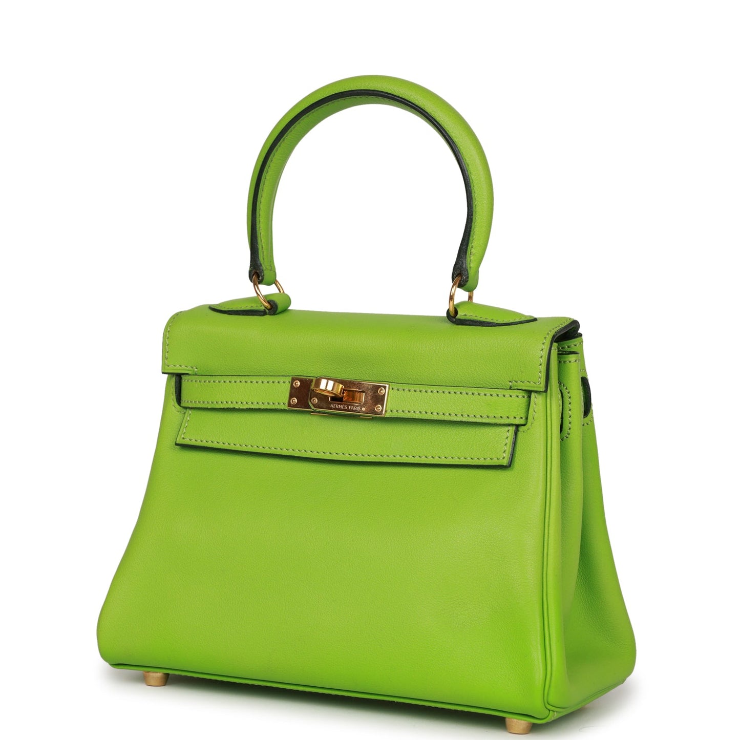 Vintage Luxury Hermes Kelly Retourne 20 Vert Cru Gulliver Gold Hardware