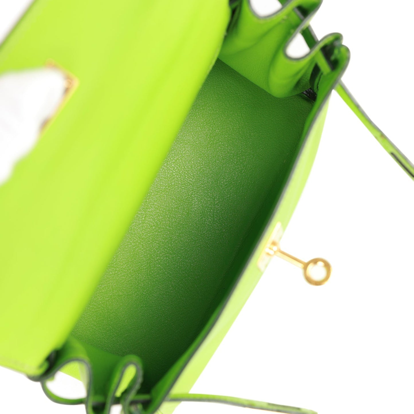 Vintage Luxury Hermes Kelly Retourne 20 Vert Cru Gulliver Gold Hardware