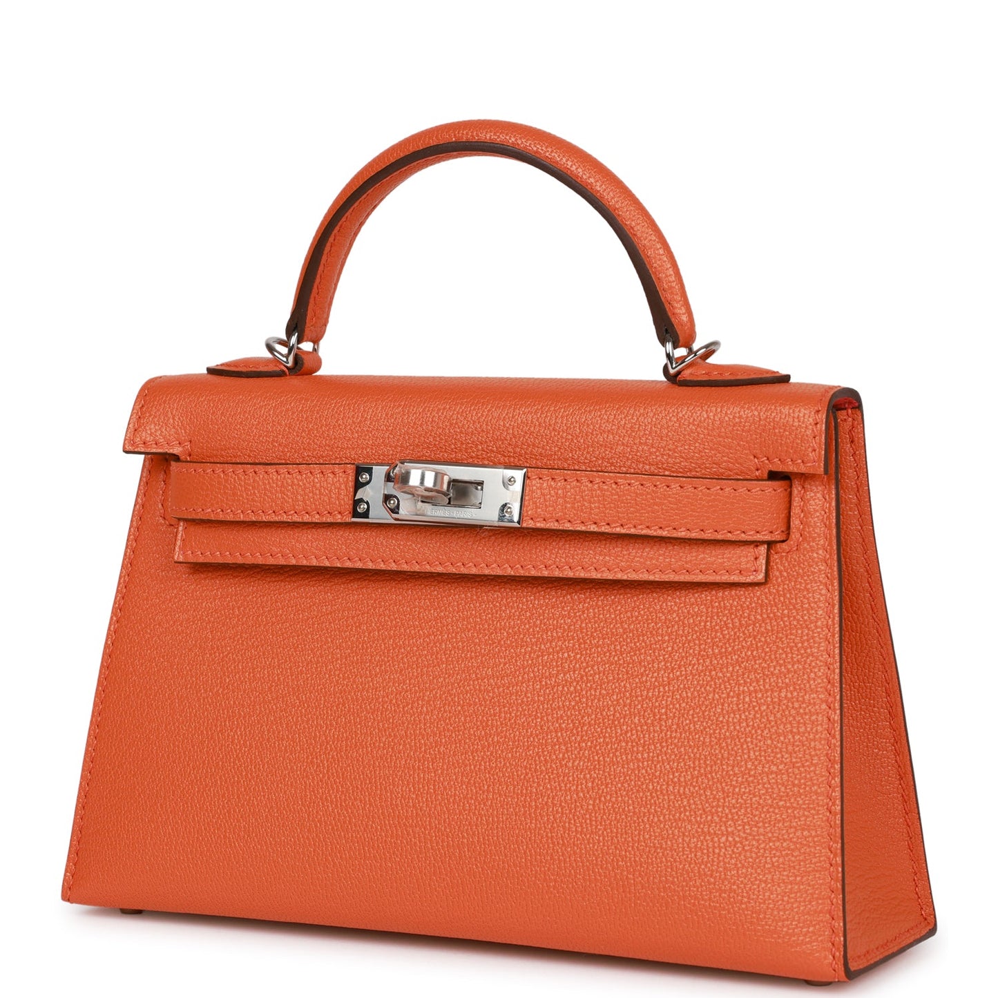 Luxury Hermes Kelly Sellier 20 Orange Verso Chèvre Palladium Hardware