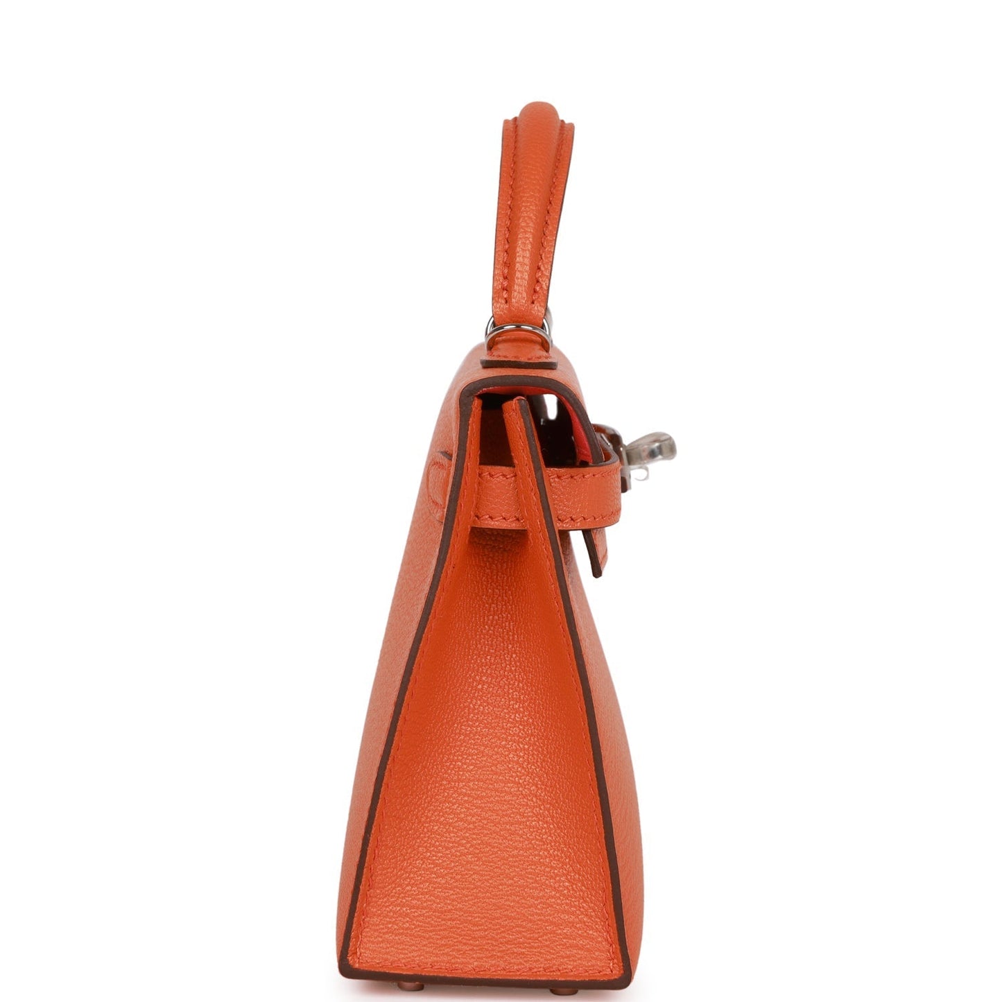 Luxury Hermes Kelly Sellier 20 Orange Verso Chèvre Palladium Hardware