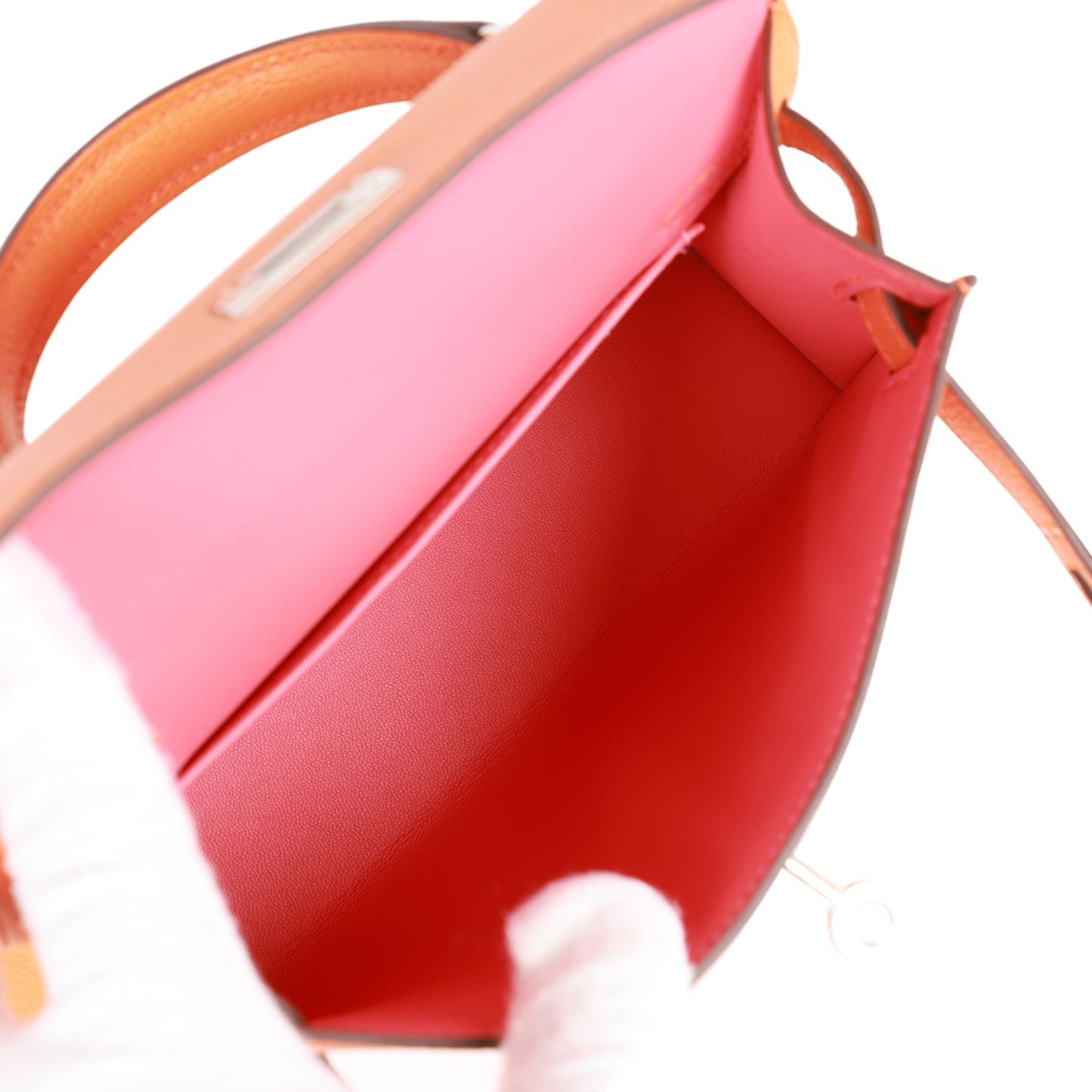 Luxury Hermes Kelly Sellier 20 Orange Verso Chèvre Palladium Hardware